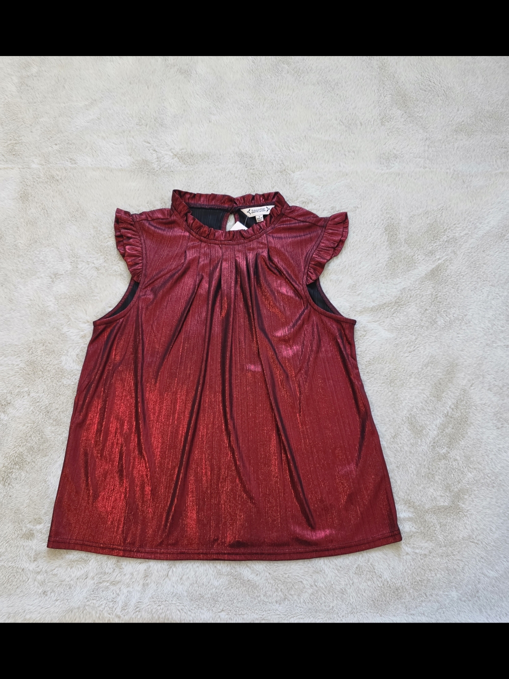 Nanette Lepore Metallic Red Ruffle Sleeve Women Top